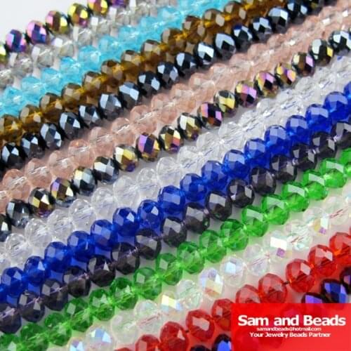 100Pcs/Lot 4mm Mixed Faceted Glass Crystal Rondelle Spacer Beads For Jewelry Making 17Colors In Total Free Shipping CB01