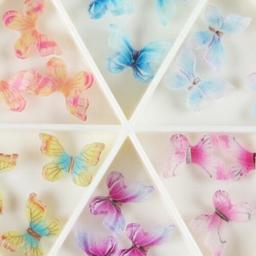 18 Pcs 3D Colorful Butterfly Resin Mixed Rhinestones Design For Nail Art Decorations DIY Korea Charms Accessories Tips RK140135