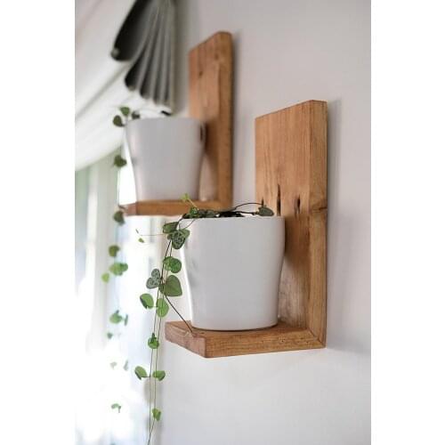 2 pcs Natural Wooden Floating Shelf Handmade Decorative Natural Wood Rack Ornament Two Pcs
