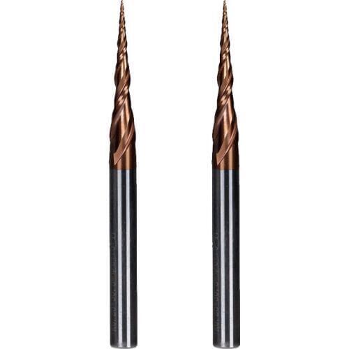 2PCS R0.25*D6*30.5*75L*2F HRC55 Tungsten solid carbide Coated Tapered Ball Nose End Mills taper and cone endmills