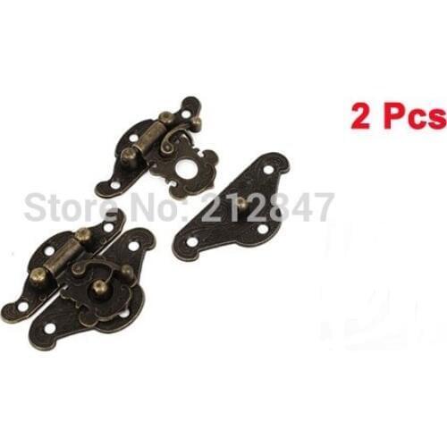 2pcs Vintage Style Jewelry Cigar Box Buckle Hook Lock Latch