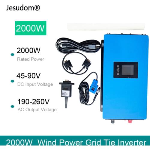 2000W Wind Power Grid Tie Inverter Output 190V-260VAC with Limiter/Dump Load Resistor for 3 Phase 48V 60V Wind Turbine Generator