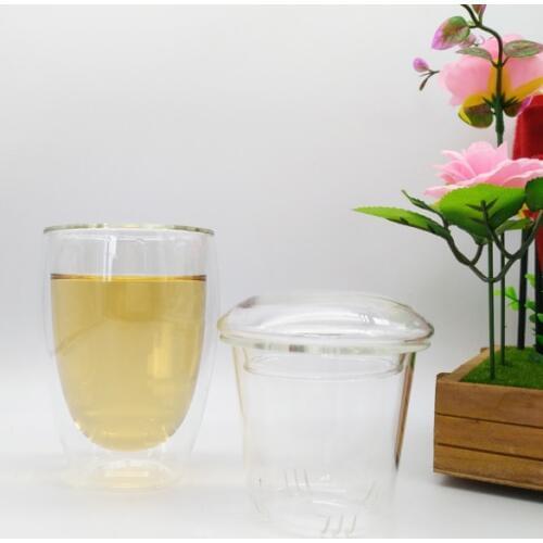 2016 HOT selling 450ml 1sets/lot double wall glass tea cup coffee cups and mugs strainer with lid and infuser