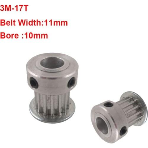 4PCS 3M 17T Timing Pulley 11mm Belt Width 5/6/6.35/7/8/10mm Bore Timing Belt Pulley Aluminium Motor Pulley