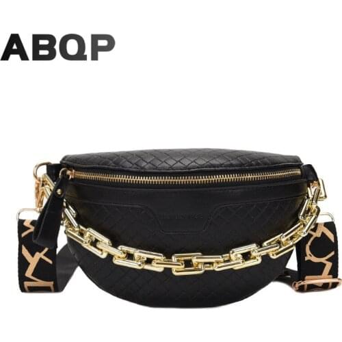 ABQP Designers Women Fanny Pack Luxury Chains Female Waist Pack Bag Large Capacity Chains Girls Travel School Shoulder Bag