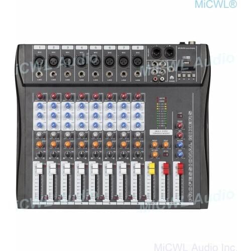 MiCWL Audio Mixer 8 Channel Microphone Bluetooth Mixing Console Sound Mixer with 48V USB DSP