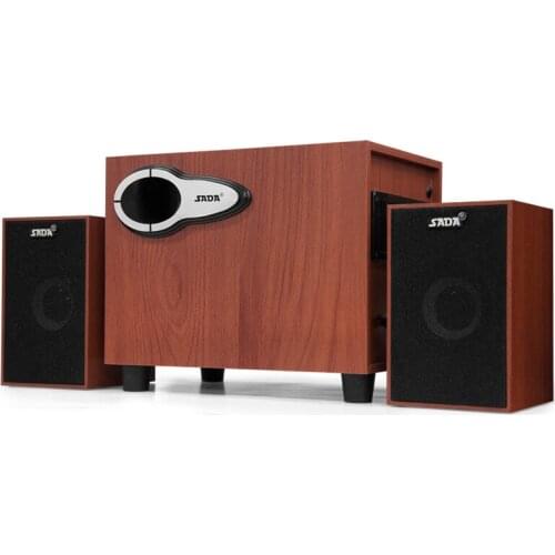 3.5MM Audio Jack Computer Wooden Speaker USB Desktop Game Speaker Multi-functional Stereo Subwoofer Support AUX TF Card U Stick