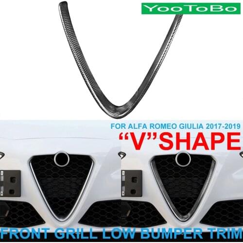 LHD RHD Car Styling Real Dry Carbon Fiber Interior Front Grill Grille Low Bumper V Shape Trim Cover For Alfa Romeo Giulia 17-19