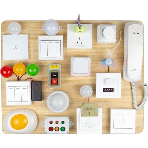 Busy Board DIY Toys Child Educational Wooden Toys Accessories Games Plug Socket Electrical Switch Montessori Materials 2 Years