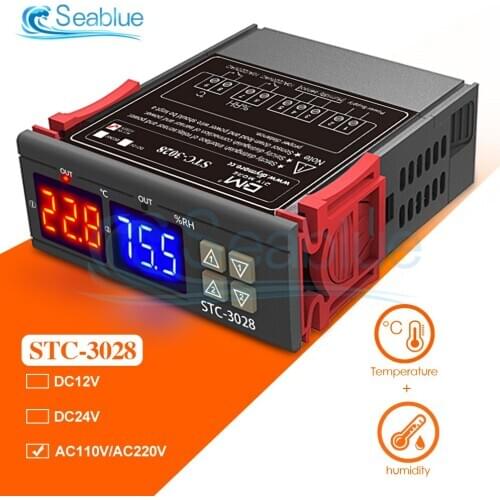 STC-3028 Digital Thermostat Temperature Humidity Controller Fridge Thermostat Humidistat Thermometer Hygrometer Control Switch