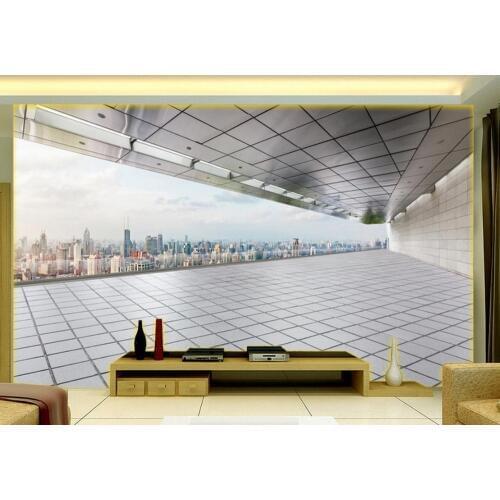 Home Decor Living Room Natural Art 3D space to expand the urban construction TV backdrop 3d murals wallpaper for living room