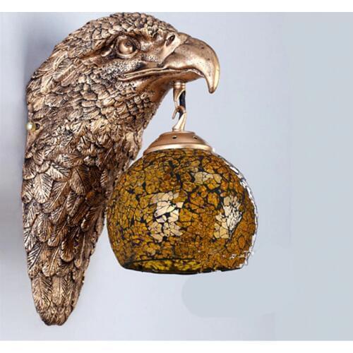China Southeast Asia Style Eagle Animal Wall Lamp Luxury Lighting E27 Glass Lampshade Hot Sell Home Top Fashion Wonderland