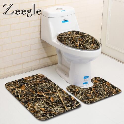 Zeegle Creative Bath Mat Set Non-Slip Solid Bath Mat Bathroom Decor Carpet Toilet Seat Cover Soft Modern Bathroom Shower Mat
