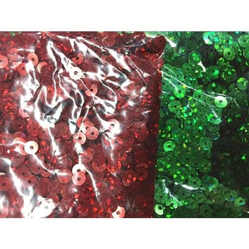 Laser Bright-50g 4mm Flat Round Loose Sequins Paillettes Sewing Wedding Craft Laser Red Laser Green