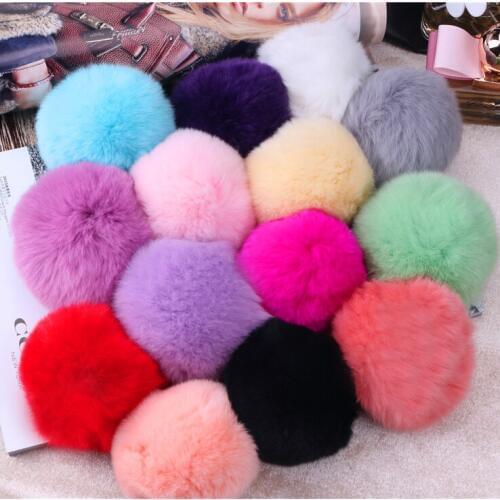 Hot sale Pompon Phone Shell Car Key Pendant montre femme Bag Pendants for Women DIY Colorful Rabbit Fur Ball Keychain Jewelry