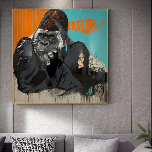 Wall Paintings Animal King Kong Canvas Art Gorilla Monkey Posters and Prints for Living Room Frameless Picture for Home Design