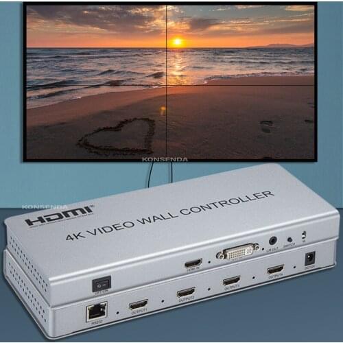 DVI HDMI 2x2 Video Wall Controller 1080P Monitor Splicing Processor 1X2/2X1/3X1/1X3/1X4/4X1 Image Stitching 4 TV Screen Splicing