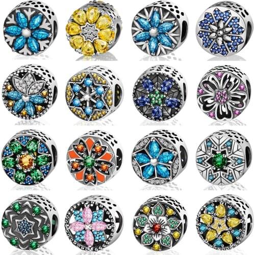 New 100% 925 Sterling Silver Original Design Green Blue Sky Froest Gem Charm Beaded Women Fashion Jewelry Natural Glittering