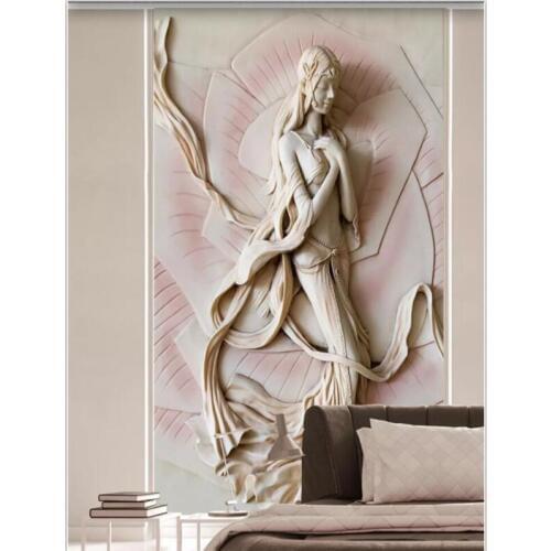 Beibehang Wallpaper custom living room bedroom 3D three-dimensional relief lotus beauty background wall painting Wallpaper