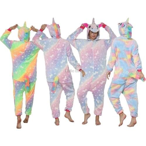 Family Matching Pajamas Mother Father Kids Family Kigurumi Pajamas Family Outfits One Piece Hooded Onesies Unicorn Jumpsuits