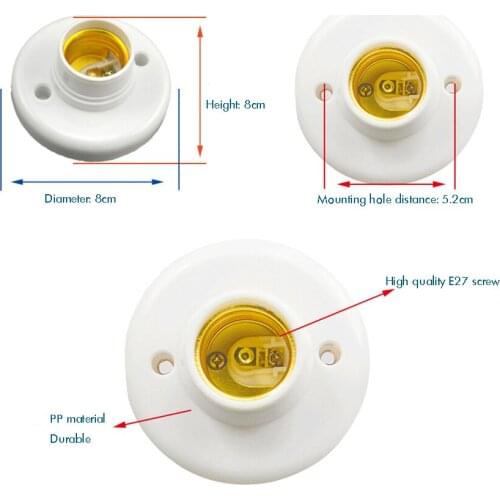 Plastic Desktop Lamp Base 250V 6A Copper Base Holder E27 Screw Base Round Bulb Socket Holder for LED Night Light Germicidal Lamp