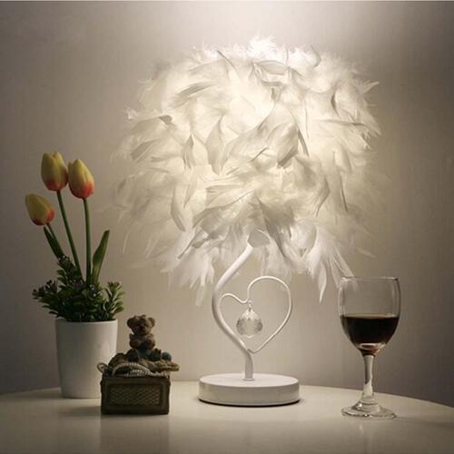 Heart Shape Bedside Reading Room Sitting Room FeatherRomantic Bedside Reading Room Sitting Room Heart lamp Feather Crystal light