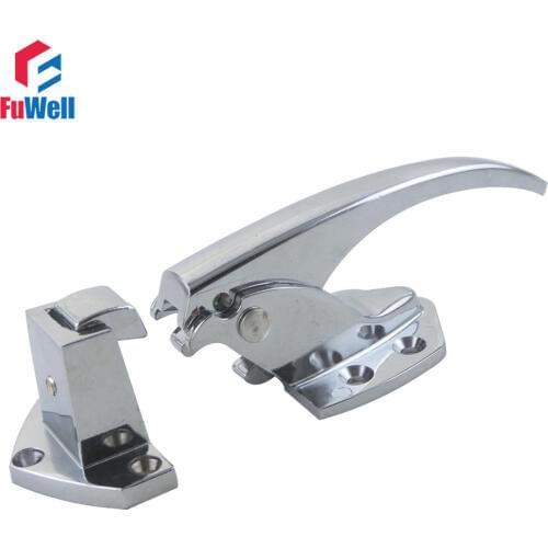 1pc Zinc Alloy Oven Door Handle Lock Adjustable Height 33-43mm Spring Loaded Pull Handle Latch for Refrigerator Freezer