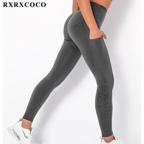 RXRXCOCO High Waist Yoga Leggings Push Up Sport Women Fitness Running Yoga Pants Energy Seamless Leggings Solid Gym Girl Tights