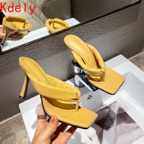 New Summer Slippers Women Clip Toe Narrow Band Flip Flops High Heels Fashion Slides Shoes Ladies Sandals Size 42
