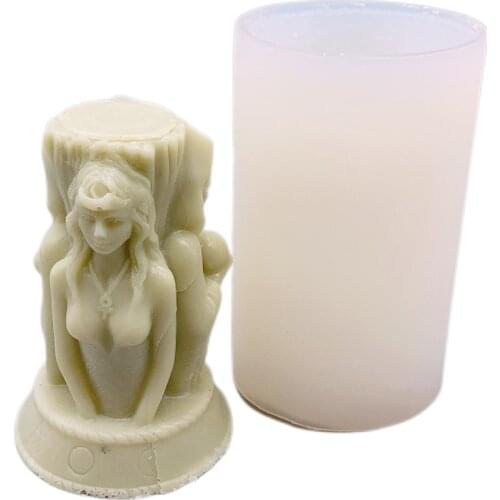 New Three Goddess Aromatherapy Candle Silicone Mold Diy Columnar Teenage Girl Pregnant & Old Woman Human Body Shape Resin Mold