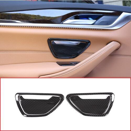 Carbon fiber Style ABS Plastic For BMW 5 Series G30 2017 2018 Car ABS Chrome Interior Rear Door Ash Cover Trim 4Pcs