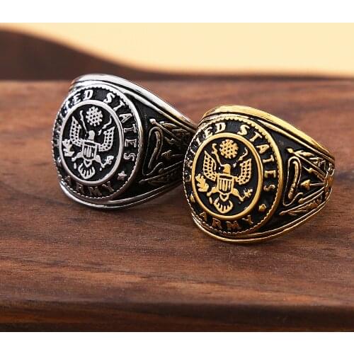 Vintage U.S. Marine Corps Eagle Wing Ring Mens Gold Silver Stainless Steel Biker Eagle Ring Jewelry Gift Wholesale