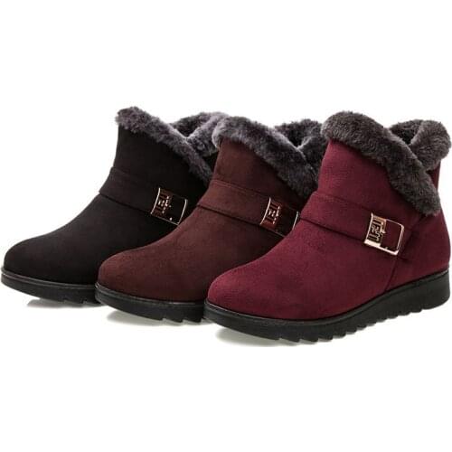 2021 Winter platform shoes women sneakers warm plush solid flock snow boots women shoes zipper shoes woman winter ankle boots