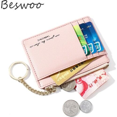 New Card Holder Zipper PU Leather Coin Purse Mini Key Chain Small Wallet Multi-card Bit Card Holder Change Bag Women Wallets