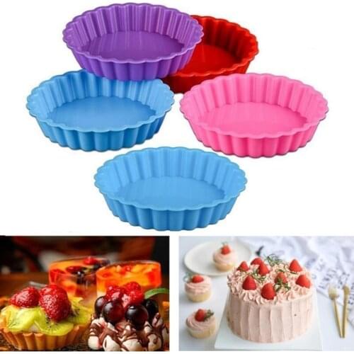 1pcs Round Silicone Cake Mold Non-Stick Tart Quiche Flan Pan Mold Pizza Baking Tray Fruit Pie Egg Tarts Mold Bakeware Pan Baking