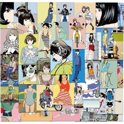 10/50pcs Japanese Comic Girl illustration stickers DIY scrapbooking Postcard mobile phone Photo Prop Wall decoration stickers