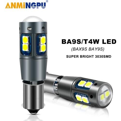 ANMINGPU 2x Signal Lamp BA9S T4W Led Bulb BAX9S BAY9S H21W H6W LED 12V Car Led Bulb Canbus 3030 Chips Interior Light Dome Lamp