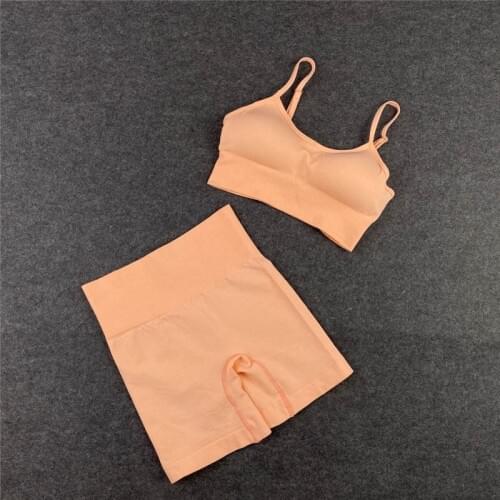 Sexy Yoga Leggings Suits Women Sports Shorts Sets Push Up Seamless Yoga Bras Sets Fitness Gym Sets Workout Sports Suits 2PCS