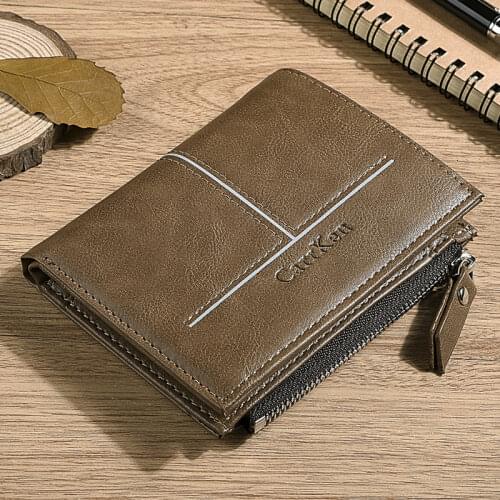 Fashion Men Wallets Luxury Brand Famous Leather Card Cash Receipt Holder Organizer Bifold Short Wallet Purse with Zipper