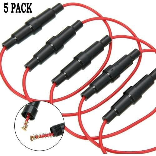 5pcs Type Fuse Glass Holder 5 X 20mm Inline AGC Fuse Screw Quick-Blow with 22AWG Wire Cable 250V for Household Appliances
