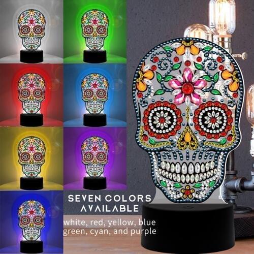 New Lamp DIY LED Diamond Painting Night Light Flower Skull Special Shape Diamond Embroidery Cross Stitch Home Decoration