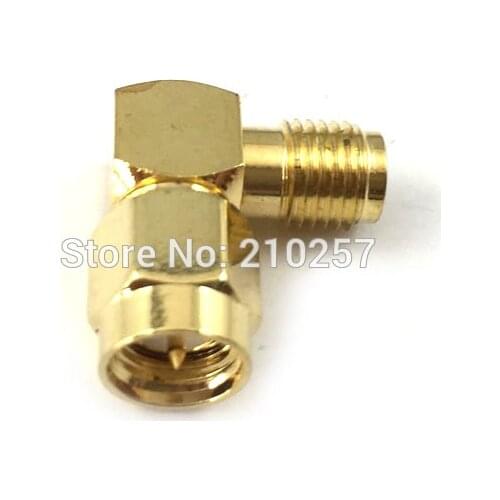 Free Shipping 10pcs RF Sma Connector Male to SMA Female Jack Right Angle(R/A) Gold Adaptor