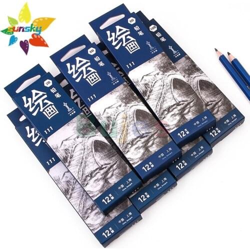 Chunghwa HB\2B\4B\6B\8B\10B\12B 12PCS Fine arts sketch pencil Charcoal pencil Professional drawing Thick rod pencil art supplies