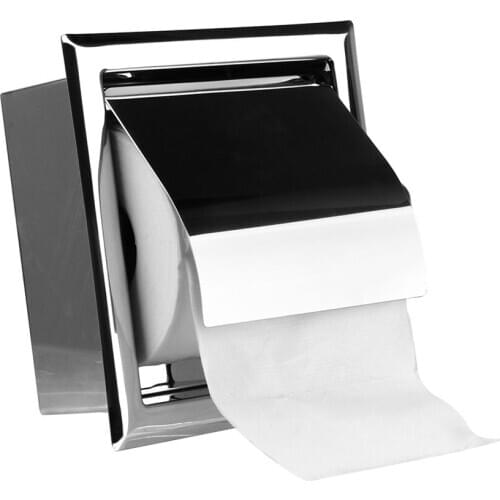 Toilet Paper Holder Concealable Roll Paper Box Stainless Steel Wall Mounted Polished Chrome