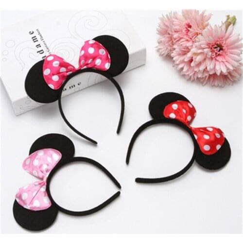 Lovely Girls Bows Knot Minnie Mickey Ears Birthday Party Favors Kids Headwear Photography Hair Accessories Christmas Headbands
