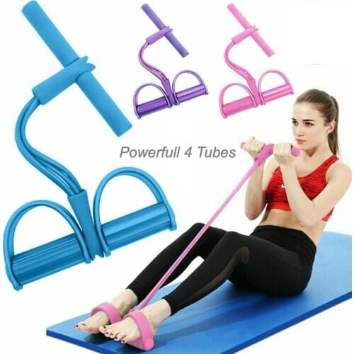 Indoor Fitness Resistance Bands Exercise Equipment Elastic Sit Up Pull Rope Gym Workout Bands Sport 4 Tube Pedal Ankle Puller 35