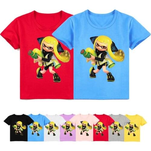 Z&Y Shooting Game Splatoon Tshirt Kids Graffiti Fps T-shirt Boys Casual Fashion Streetwear O-Neck Short Sleeves Tees Girls Tops