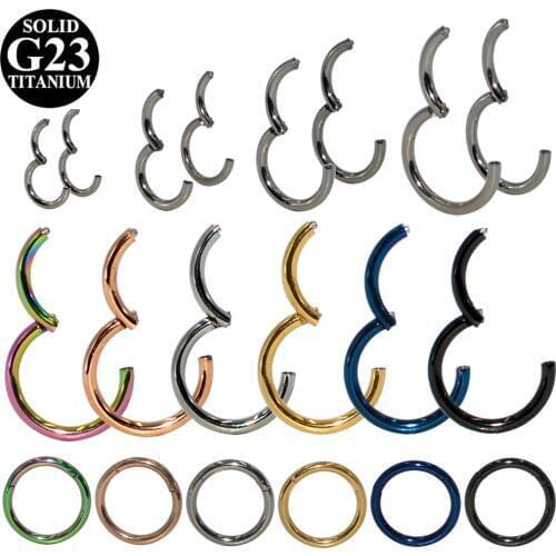 1pcs G23 Titanium Hinged Segment Nose Ring Septum Nose Clicker Piercing Nose Ring Lip Ring Earrings Helix Piercing Body Jewelry