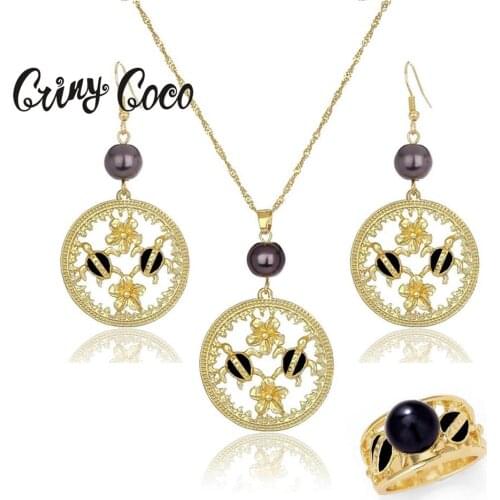 Hawaiian Gold Tortoise Necklace Sets Earrings Fashion Polynesian Ring Pearl Frangipani Jewelry Sets for Women Jewellery Set New
