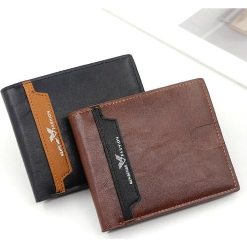 Wallet Mens Leather Casual Men Purse Slim Leather Mini Short Wallet Monedero Hombre Credit Card Trifold Purse Billetera Hombre
